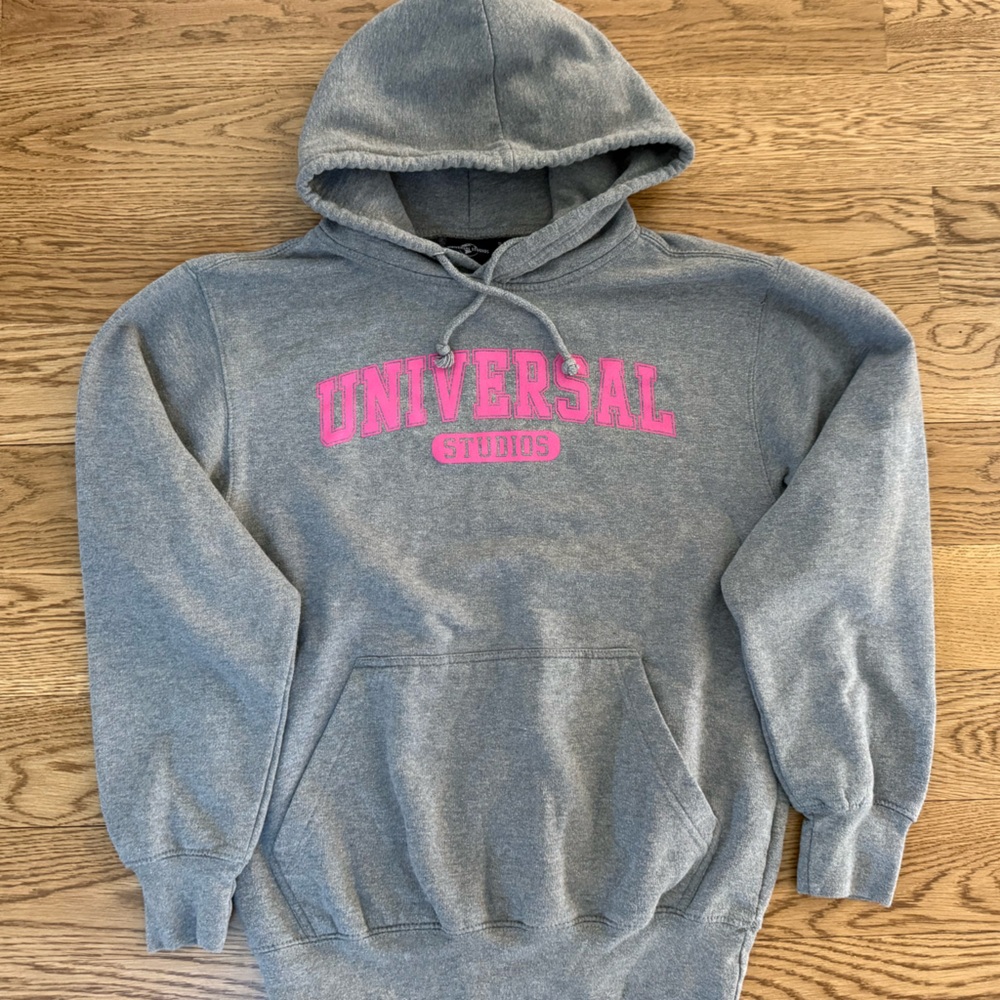 Universal Studios Official Gray Hoodie with Pink Collegiate Accent